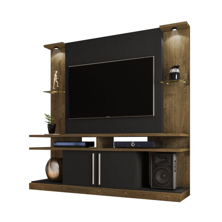Panel Rack TV 60" Rústico Negro 183x180x39 cm