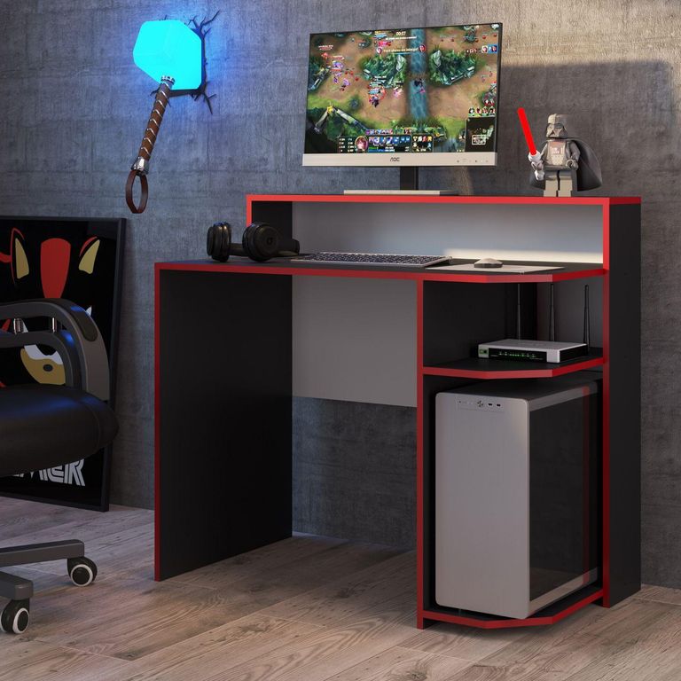 Escritorio gamer power negro 90x100x53 cm