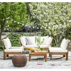 JUST HOME COLLECTION - Juego de Living seccional de terraza acacia 4 personas