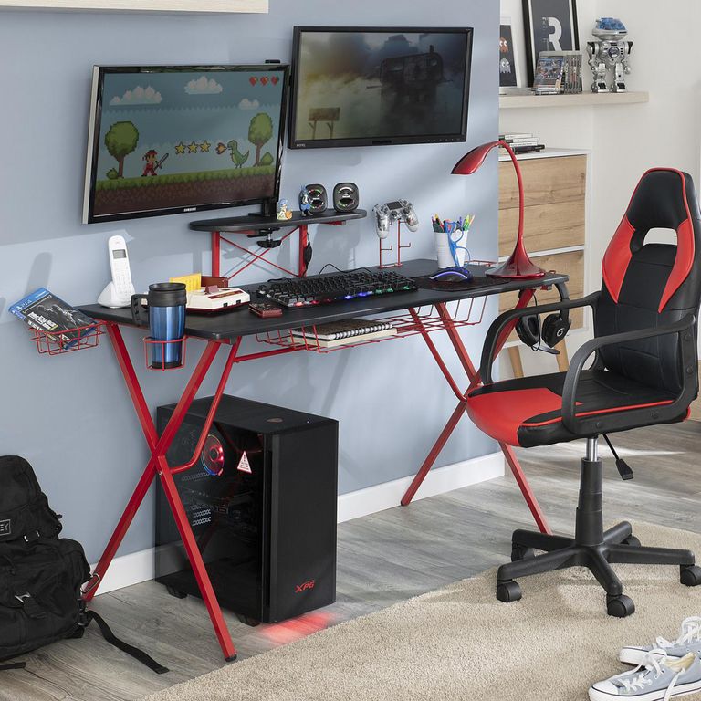Escritorio Gaming Negro - Rojo 120x95x62 cm