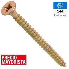 MAMUT - Tornillo Tirafondo Cabeza Phillips Madera 2 " 8 mm 144 Unidades