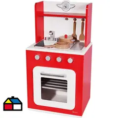 KIDSCOOL - Cocina Classic roja con utensilios