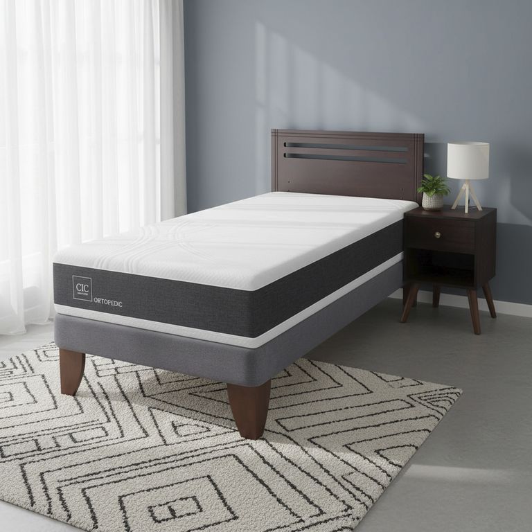 CIC Cama Europea Ortopedic 1.5 Plazas + Muebles