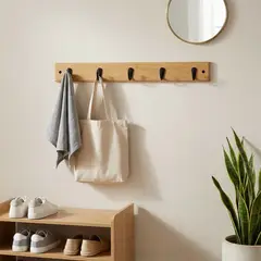 JUST HOME COLLECTION - Perchero con 5 Ganchos Zinc Bambú/ Negro