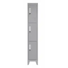 MALETEK - Locker 3 Puerta(s) 3 Cajone(s) 3 Repisa(s) 29x166x45 cm Gris