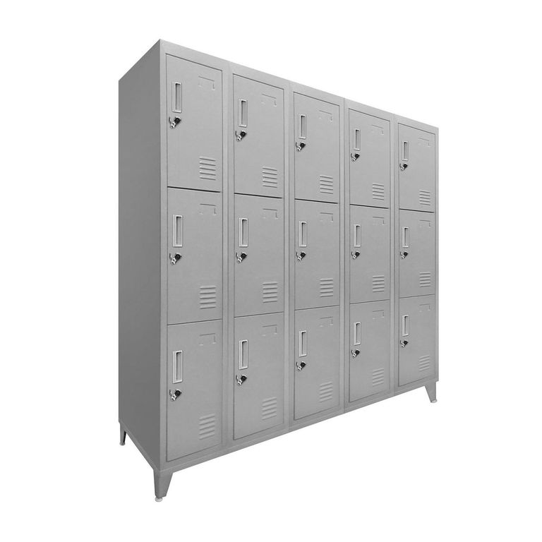 Locker 15 Puerta(s) 0 Cajón(es) 15 Repisa(s) 137x166x45 cm Gris