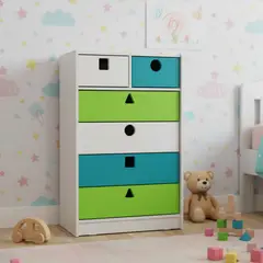 MUEBLES KIDS - Cajonera 6 Cajón(es) Geometrico 70x115x40 cm Multicolor