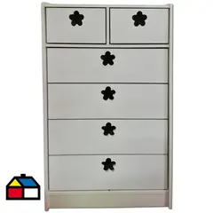 MUEBLES KIDS - Cajonera 6 Cajón(es) Blanca Flor 70x115x40 cm Blanca