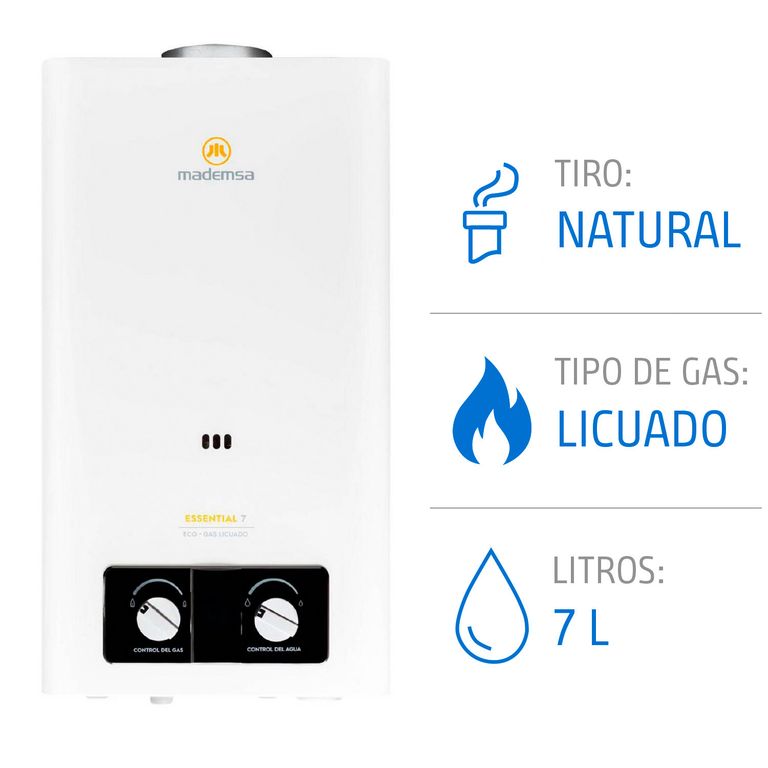 Calefont 7 Litros Gas Licuado Tiro Natural Ionizado