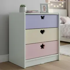 MUEBLES KIDS - Cajonera 3 Cajón(es) Crema Lila 60x75x40 cm Crema