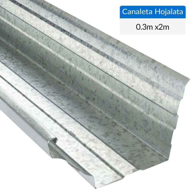 Canaleta Para Lluvia Hojalata Galvanizada 0. 30X2 Metros