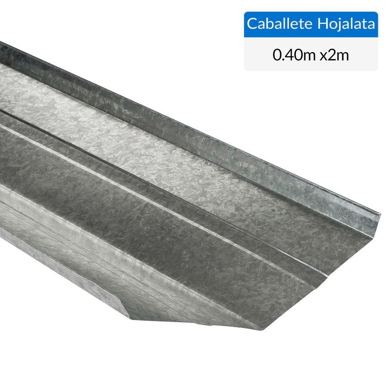 Caballete Hojalata Galvanizada 0. 40X2 Metros Para Techumbre