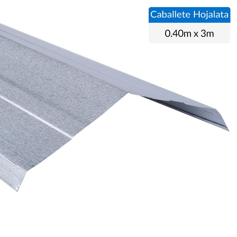 Caballete Hojalata 0. 40X3 M Para Techumbre Y Aislación, Evita Filtraciones
