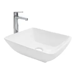 FANALOZA - Fuente Sobrepuesta con Forma Cuadrada Loza 42.5x13x42.5 cm Blanco