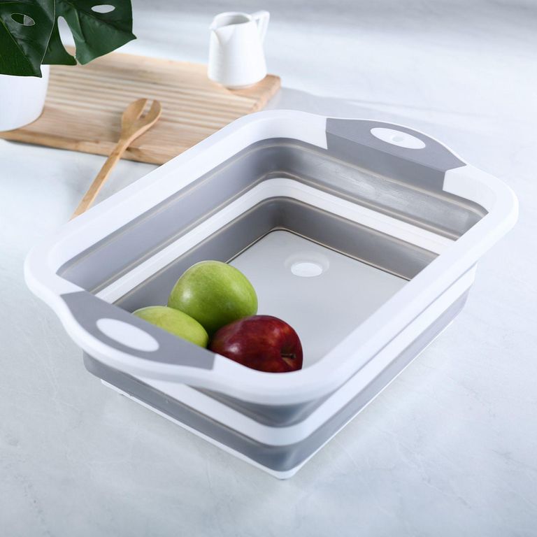Canasta Colapsable Blanco/Gris