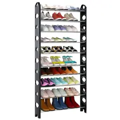 IMPORTADORA USA - Zapatera Plástico 10 Nivel(es) 64x155x20 cm Negro