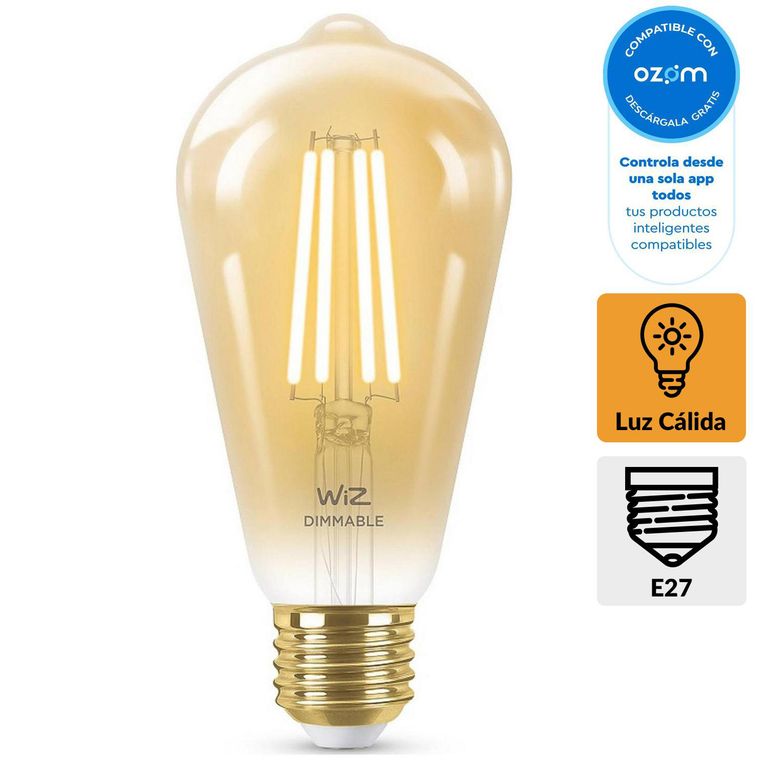 Ampolleta Wifi Filamento Edison 6.9 W E27 640 lm Luz Cálida