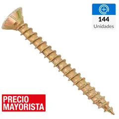 MAMUT - Tornillo Tirafondo Cabeza Phillips Madera 1-1/2 " 8 mm 144 Unidades