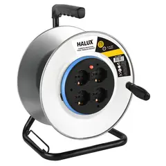 HALUX - Carrete Alargador Shuko 4 Toma(s) Amarillo