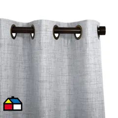 JUST HOME COLLECTION - Cortinas de Telas Modelo Ojetillo Black Out Lino Color Gris Con Instalación Y Barra Incluido Con Medidas en Ancho Entre