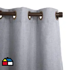 JUST HOME COLLECTION - Cortinas de Telas Modelo Ojetillo Tela Gruesa Color Gris Con Instalación Y Barra Incluido Con Medidas en Ancho Entre 75