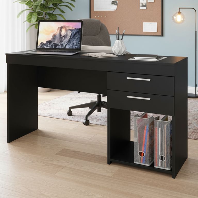 Escritorio 2 Cajones Negro MDP 76x121x43 cm