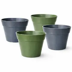 DECOGREEN - Set 4 Maceteros Biodegradables Clásico 2 gris 2 musgo
