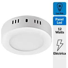 MEGABRIGHT - Panel Led Redondo Sobrepuesto 12W Luz Fría