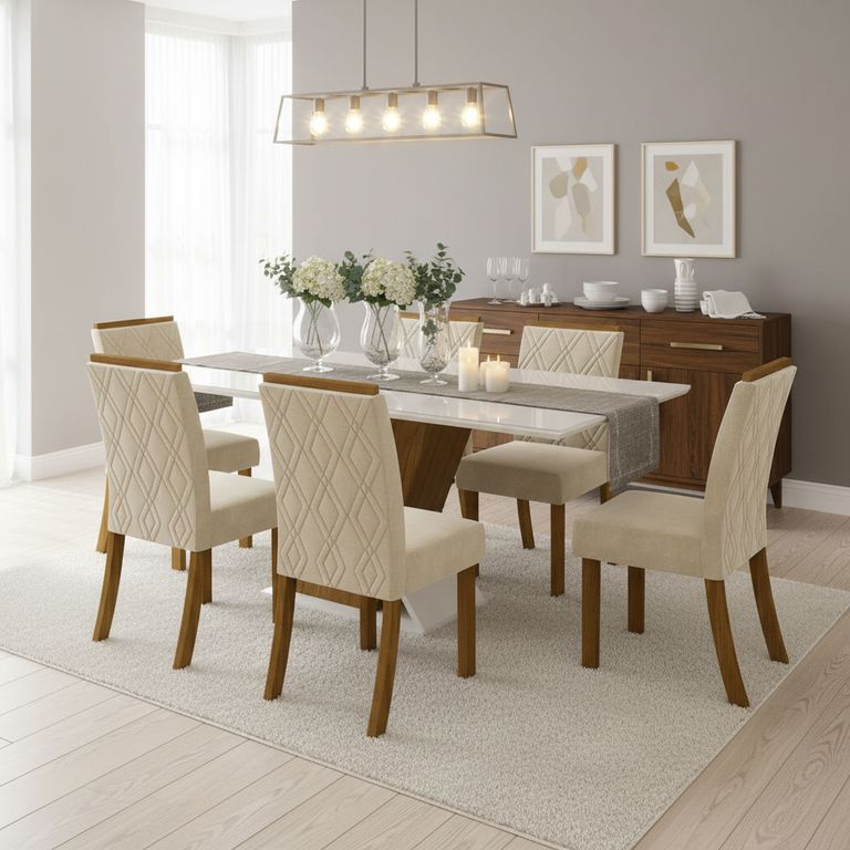 Juego de Comedor Solus 6 Sillas Mesa Rectangular 90x80x160 cm Café