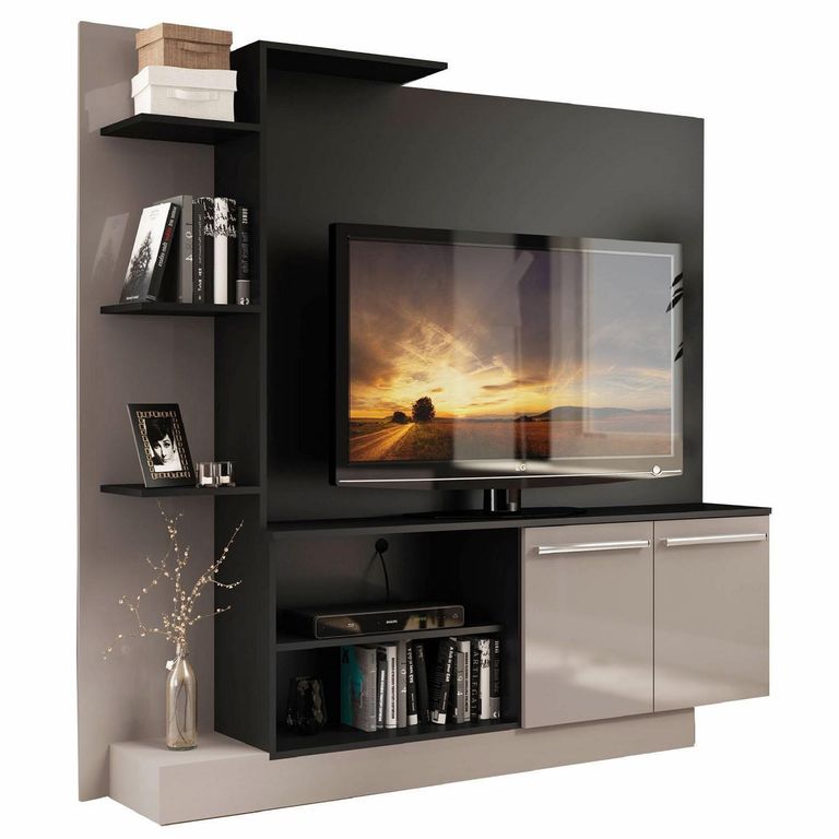 Panel Rack TV 55" Negro Fume 165x164x32.5 cm