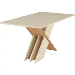 MOBILO - Juego de Comedor 6 Sillas Mesa Rectangular 90x82x160 cm Beige/Miel