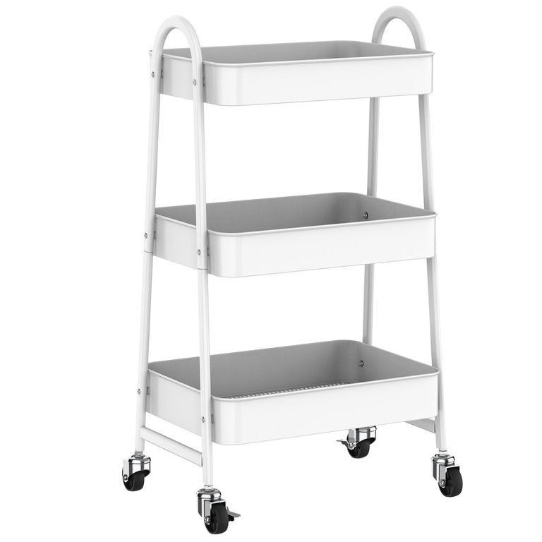 Carro con ruedas 30,6x44,5x79,4 cm acero blanco