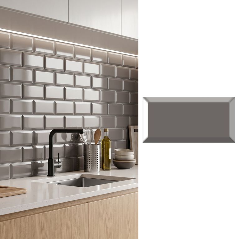 Cerámica Muro 10x20 cm Metro Gris Oscuro 1 m2