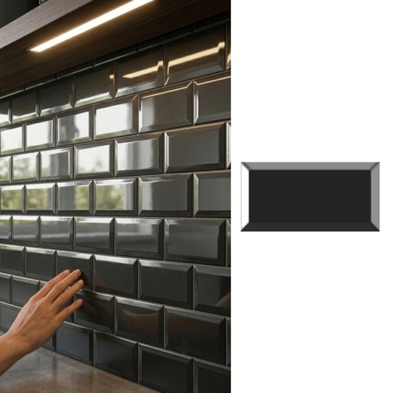 Cerámica Muro 10x20 cm Metro Negro 1 m2