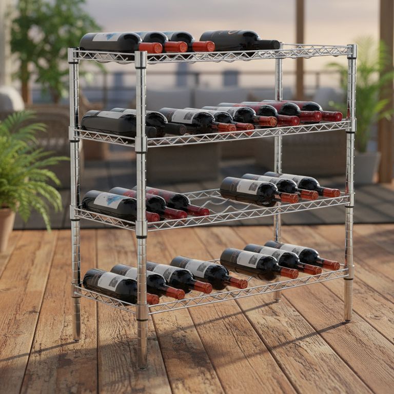Estante para Botellas 4 Nivel(es) 90x84x35 cm Gris
