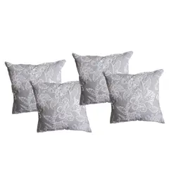 MASEL - Set De 4 Cojínes Lona Estampado Gris 50x50 cm
