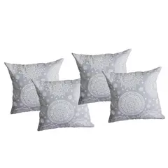 MASEL - Set De 4 Cojínes Lona Estampado 50x50 cm Gris