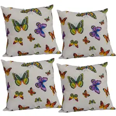 MASEL - Set De 4 Cojínes Lona Estampado 50x50 cm Multicolor
