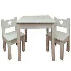 MUEBLES KIDS - Mesa Infantil con 2 Sillas Blanco 60x60x60 cm