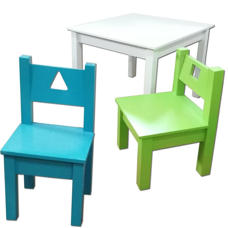 Mesa Infantil con 2 Sillas Verde/Azul 60x60x60 cm