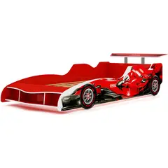 DECOCASA - Cama 1 plaza Carro F1 Rojo