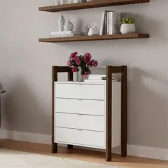TECNOMOBILI - Velador 4 Cajón(es) 35.5x90.5x65 cm Blanco
