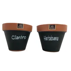 MESTIZA - Set 2 Maceteros Mi Huerto de Arcilla 12x16 Negro/terracota