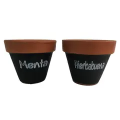 MESTIZA - Set 2 Maceteros Mi Huerto de Arcilla 4x10 Negro/terracota