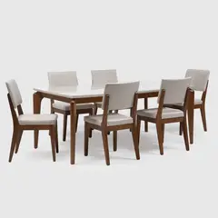DECOCASA - Juego de Comedor Lauret 6 Sillas Mesa Rectangular 100x80x183 cm Blanco