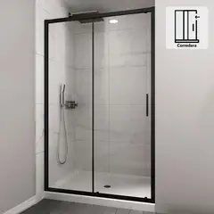 DUSCHY - Mampara corredera 150x190 cm aluminio/vidrio templado
