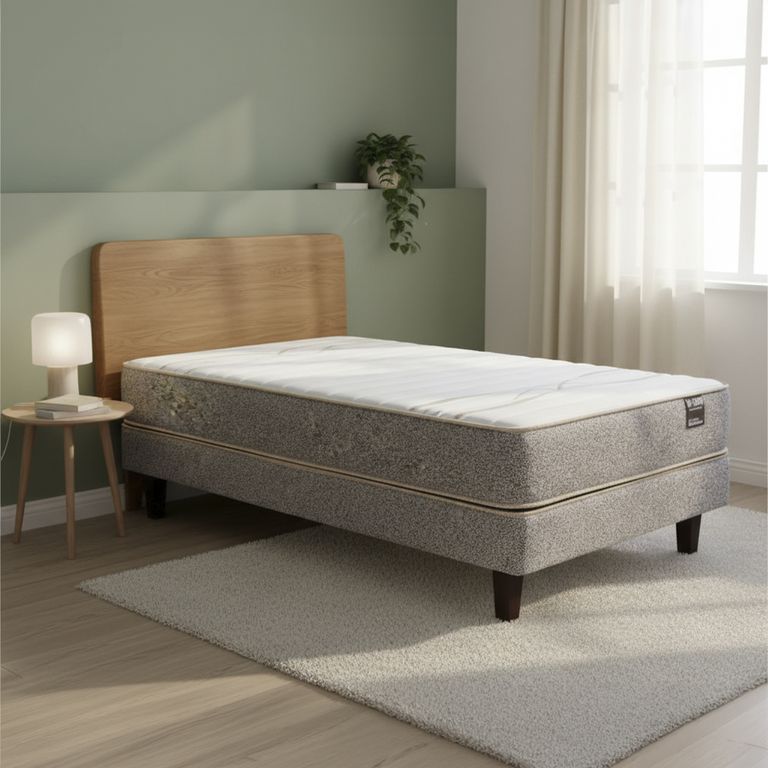 MANTAHUE Cama 1 plaza Europea M-1000 Gris