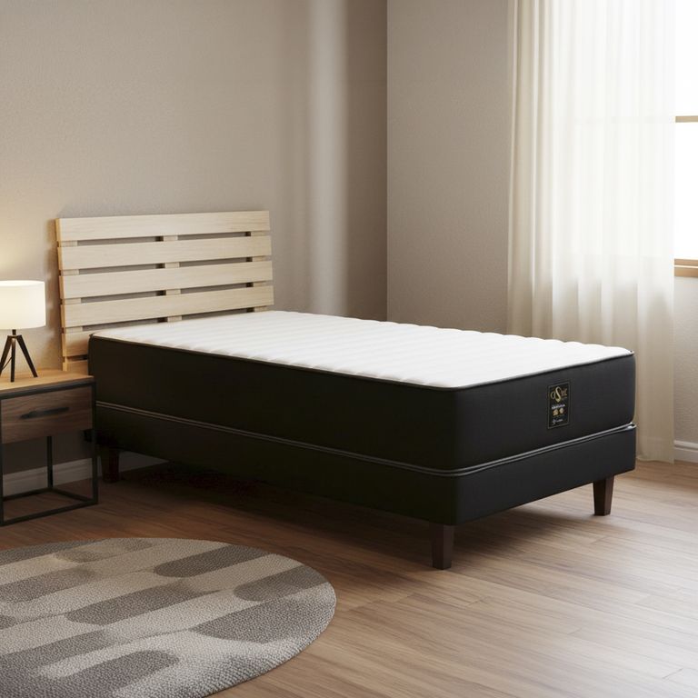 MANTAHUE Cama 1.5 plazas Europea PREMIUM Negro