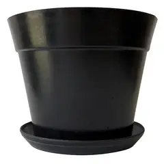 DECOGREEN - Set de Macetero y Plato Biodegradable de Bambú 25x17 Negro