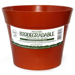 DECOGREEN - Set 2 Maceteros y Platos Biodegradable de Bambú 25x17 terracota